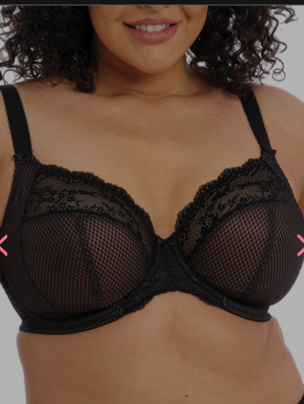 New Elomi Charley Black Lace Plunge Bra 38N